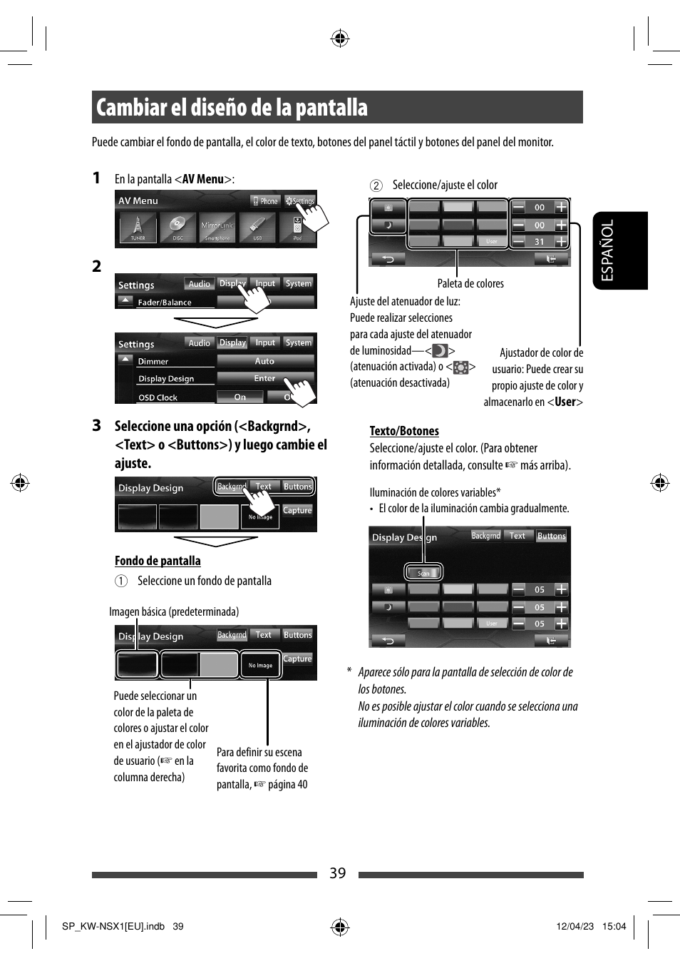 Cambiar el diseño de la pantalla | JVC KW-NSX1 User Manual | Page 109 / 212