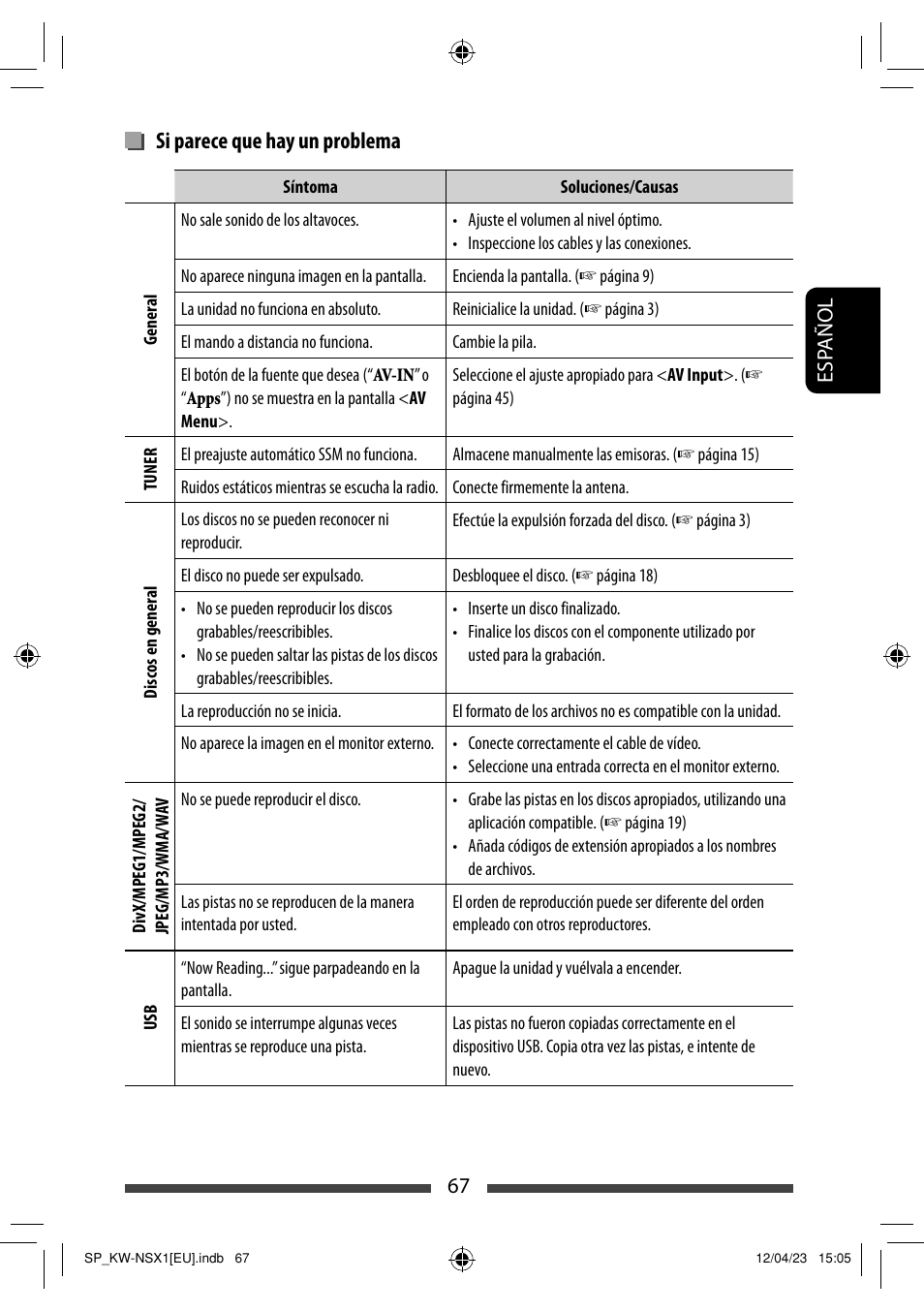 Si parece que hay un problema | JVC KW-NSX1 User Manual | Page 137 / 212