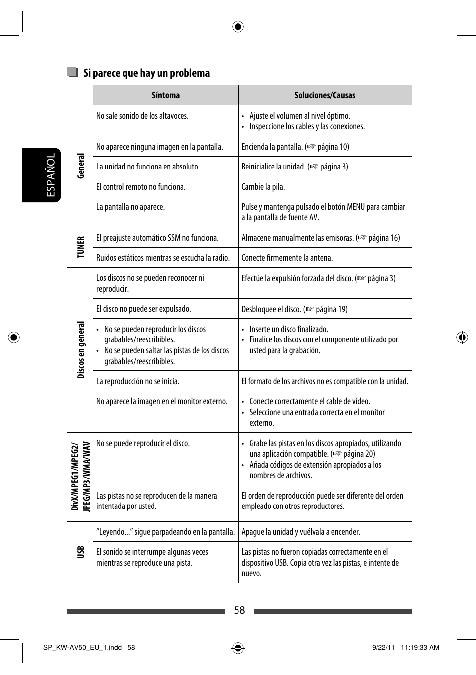 Si parece que hay un problema | JVC KW-AV50 User Manual | Page 118 / 183