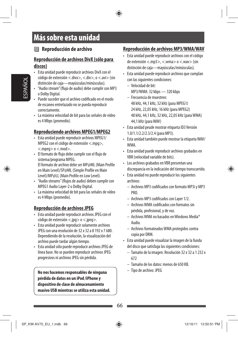 Más sobre esta unidad, Reproducción de archivo | JVC KW-AV70BT User Manual | Page 140 / 227