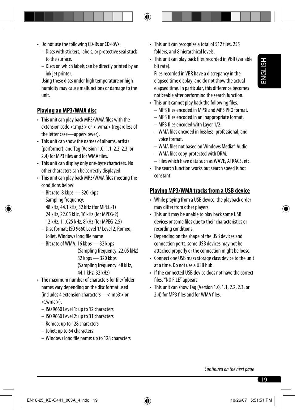 English | JVC KD-G442 User Manual | Page 19 / 74