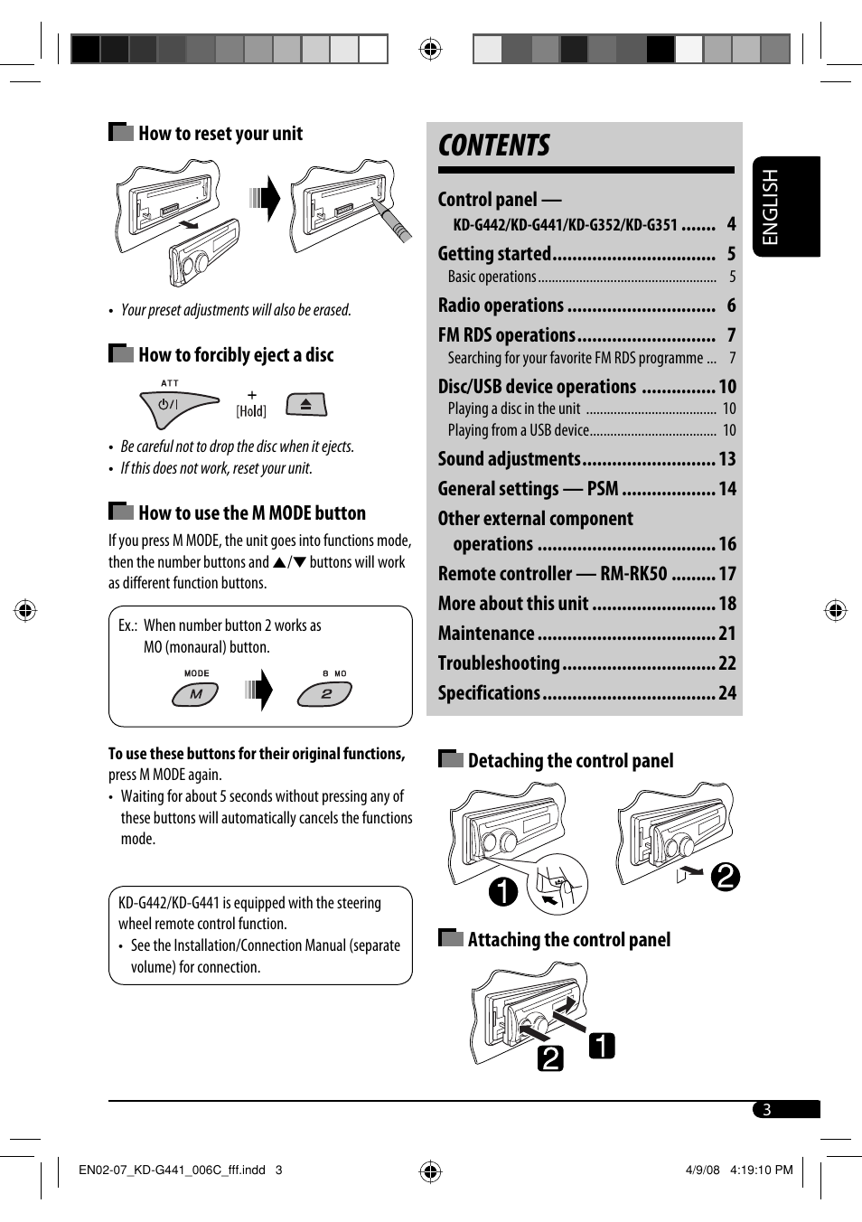 JVC KD-G442 User Manual | Page 3 / 74