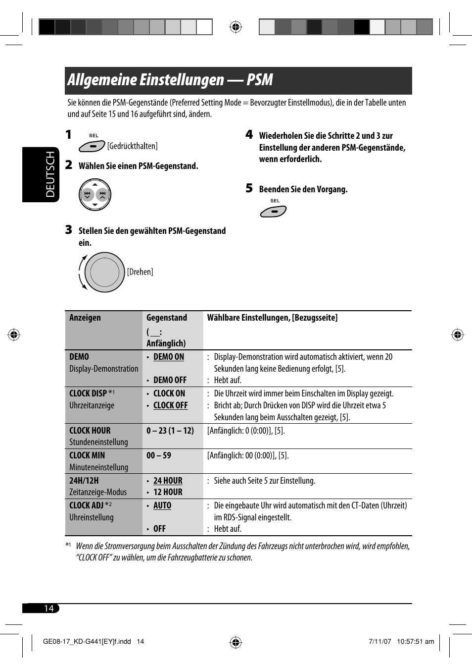 Allgemeine einstellungen — psm, Deutsch | JVC KD-G442 User Manual | Page 38 / 74