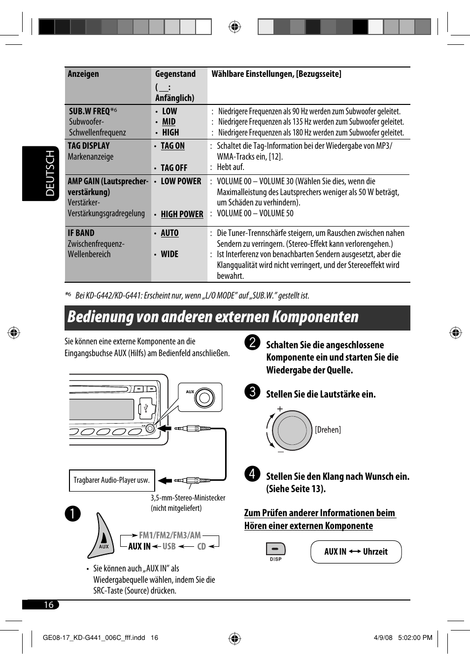 Bedienung von anderen externen komponenten | JVC KD-G442 User Manual | Page 40 / 74