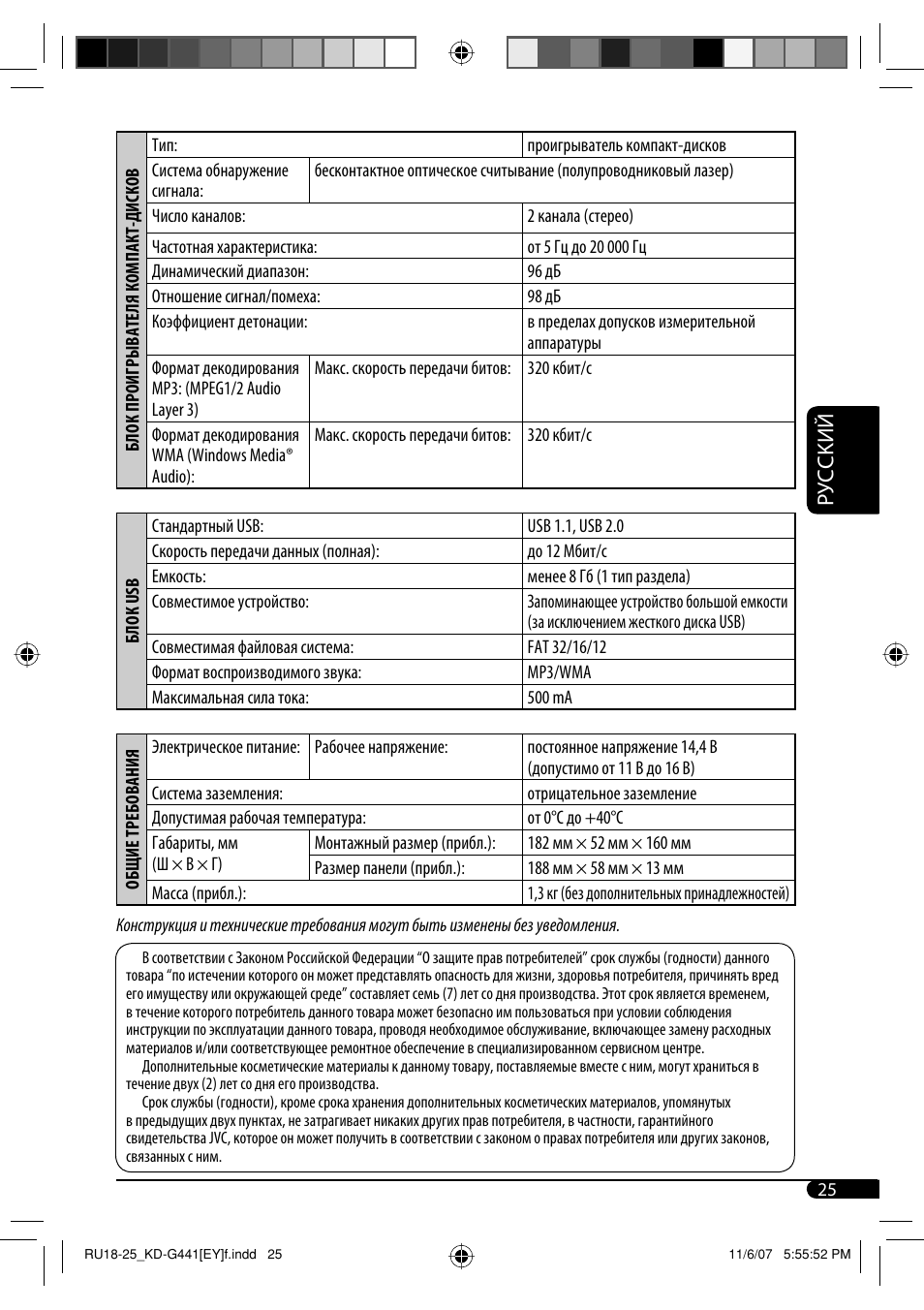 Руcckий | JVC KD-G442 User Manual | Page 73 / 74