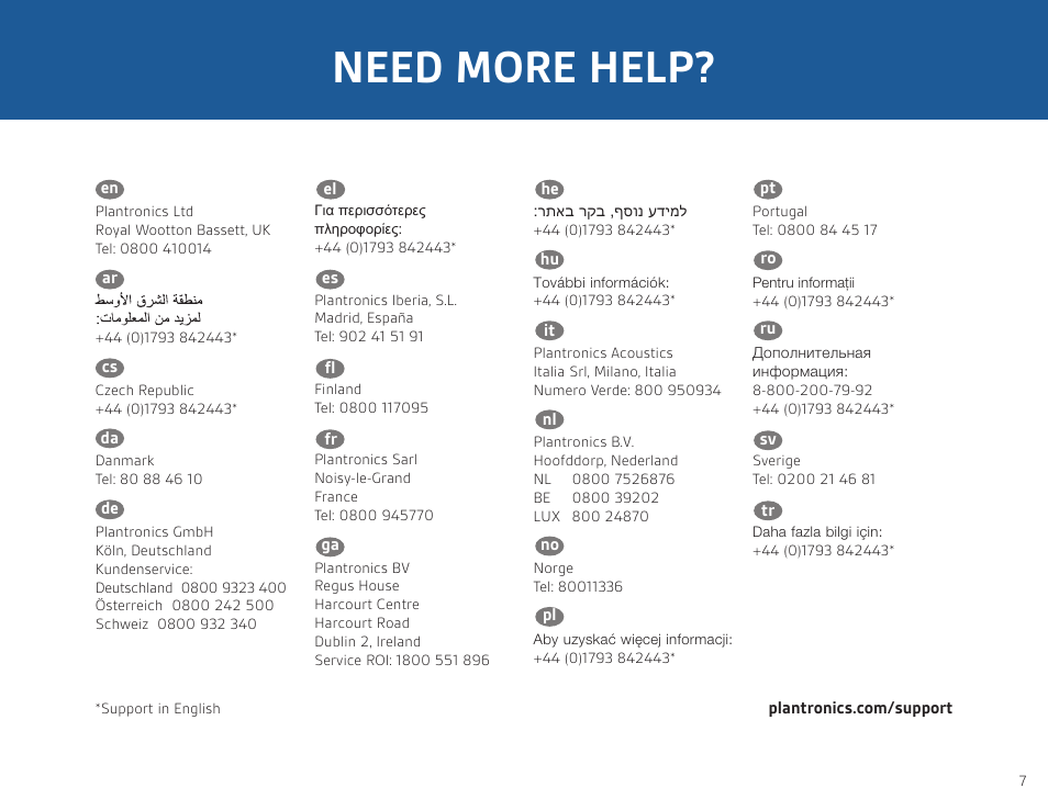 Need more help | Plantronics ML20 User Manual | Page 7 / 8
