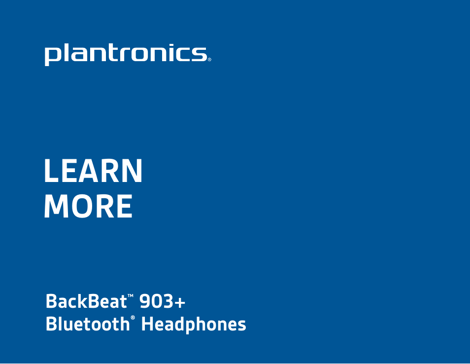 Plantronics Backbeat 903+ User Manual | 9 pages