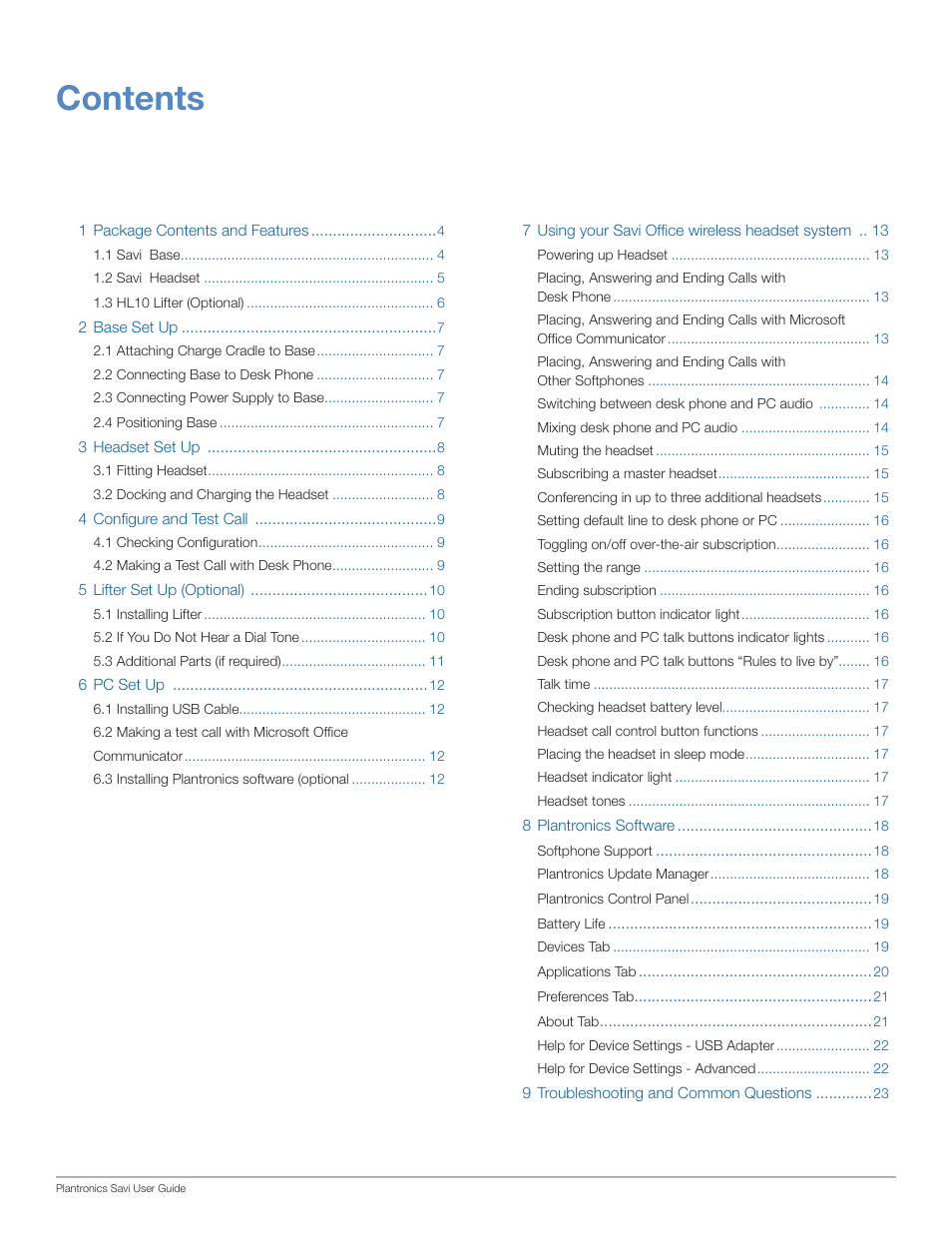 Plantronics Savi Office WO101 User Manual | Page 3 / 25