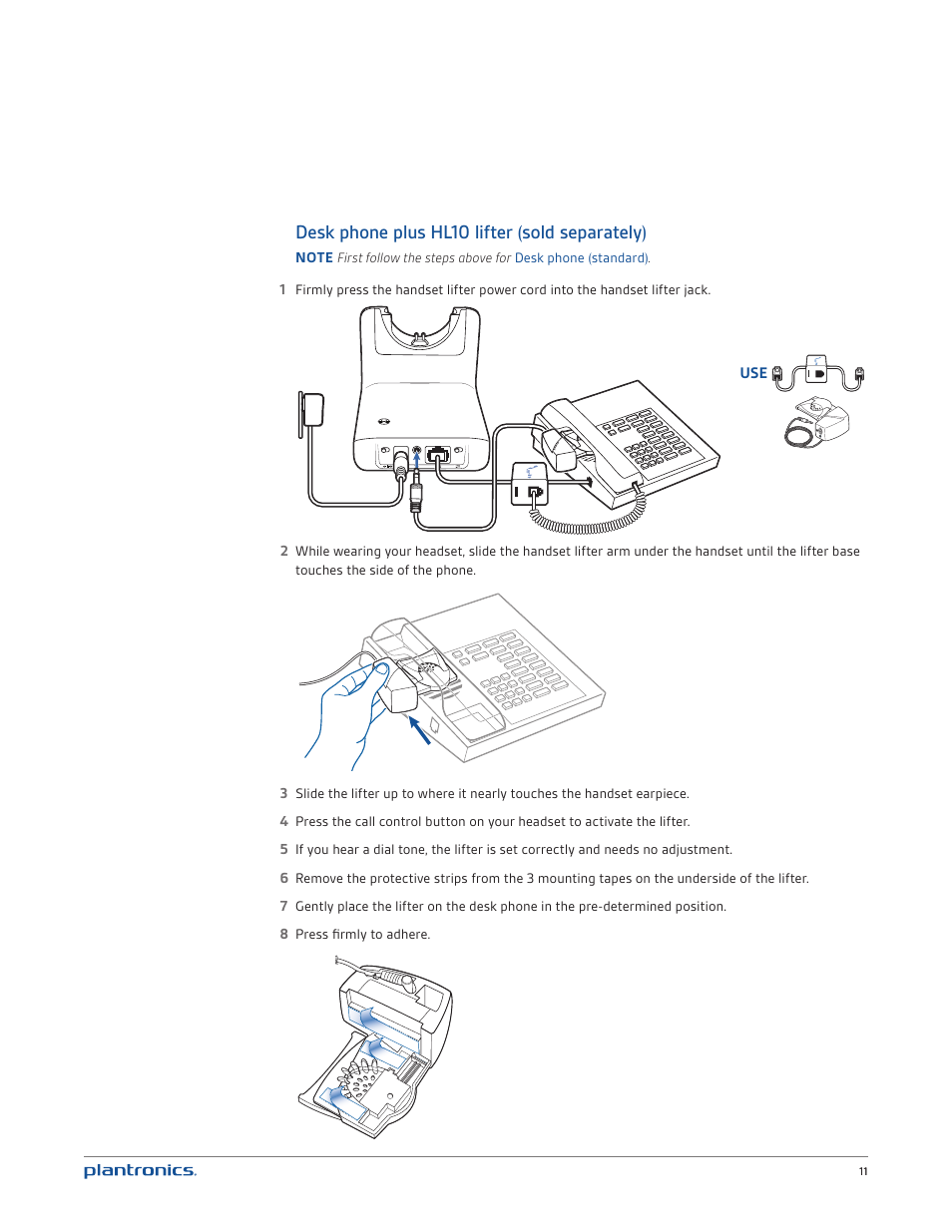 Desk phone plus hl10 lifter (sold separately) | Plantronics CS520 User Manual | Page 11 / 21