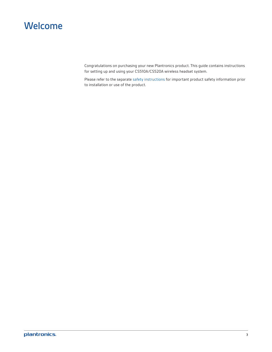 Welcome | Plantronics CS520 User Manual | Page 3 / 21