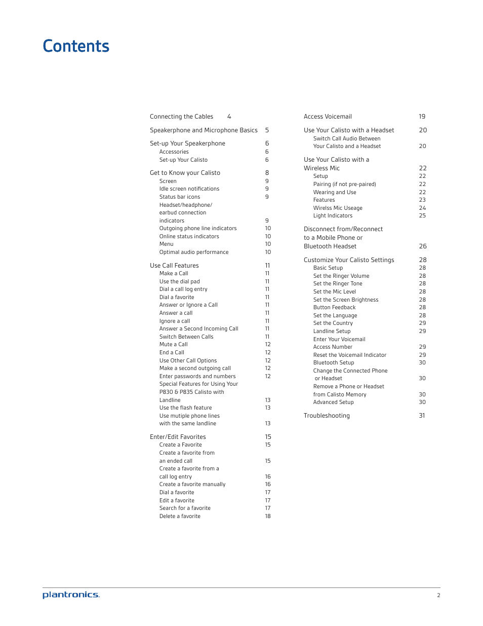 Plantronics Calisto 835m User Manual | Page 2 / 34