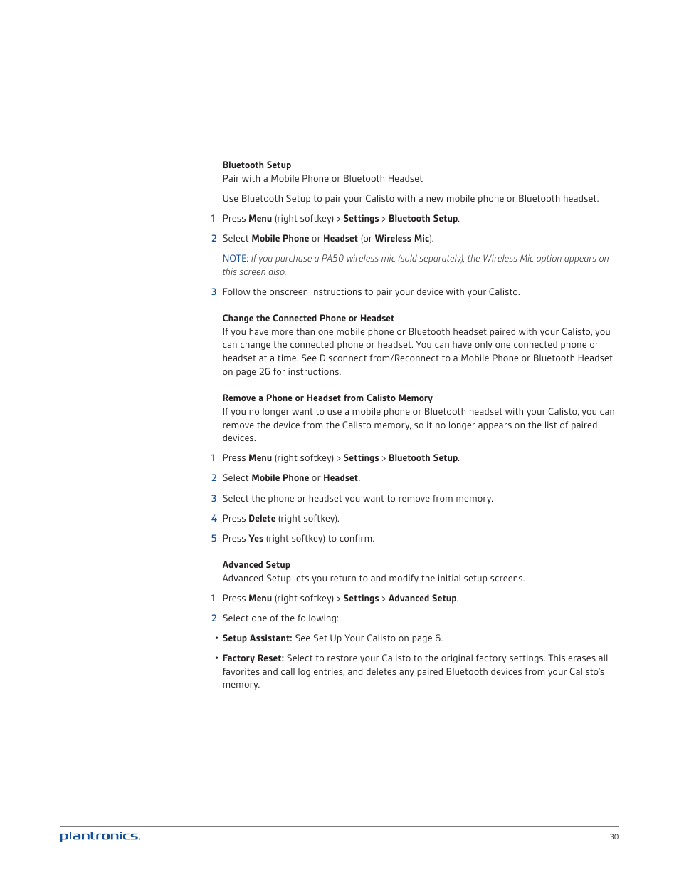 Plantronics Calisto 835m User Manual | Page 30 / 34