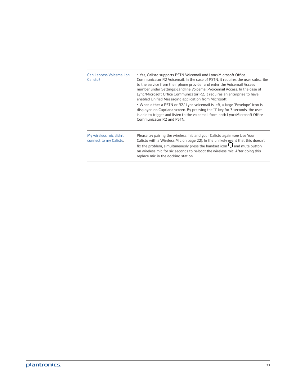 Plantronics Calisto 835m User Manual | Page 33 / 34