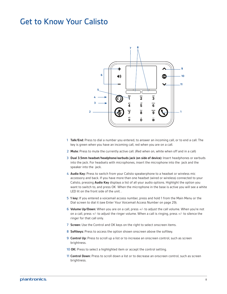 Get to know your calisto | Plantronics Calisto 835m User Manual | Page 8 / 34