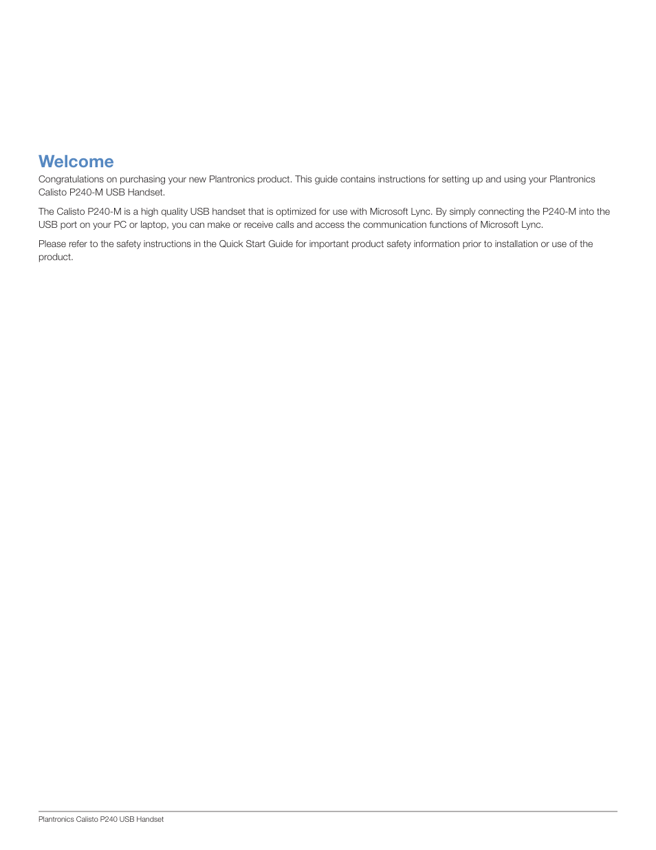 Welcome | Plantronics Calisto 240-M User Manual | Page 2 / 9