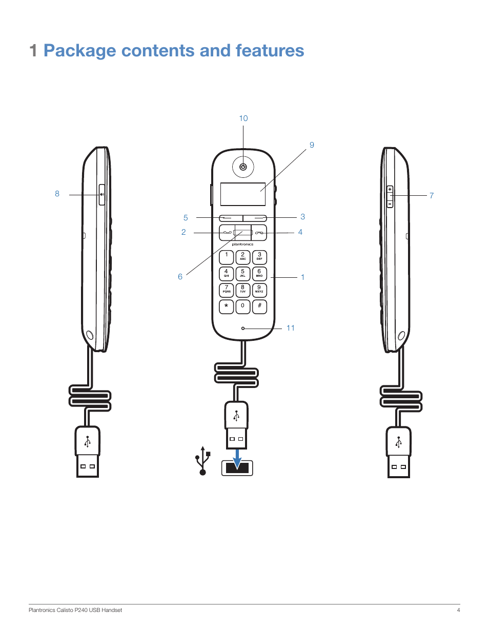 1package contents and features | Plantronics Calisto 240-M User Manual | Page 4 / 9