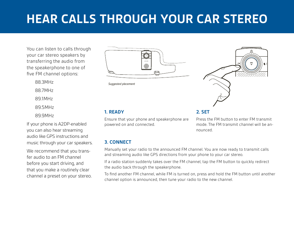 Hear calls through your car stereo | Plantronics K100 User Manual | Page 4 / 8