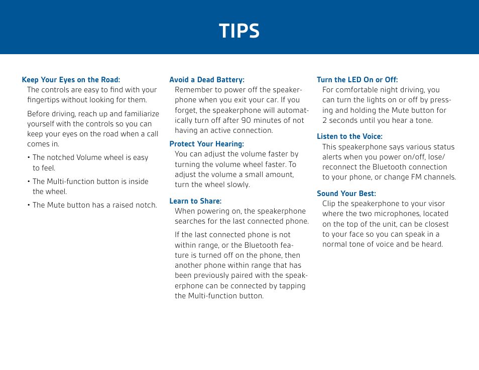 Tips | Plantronics K100 User Manual | Page 6 / 8
