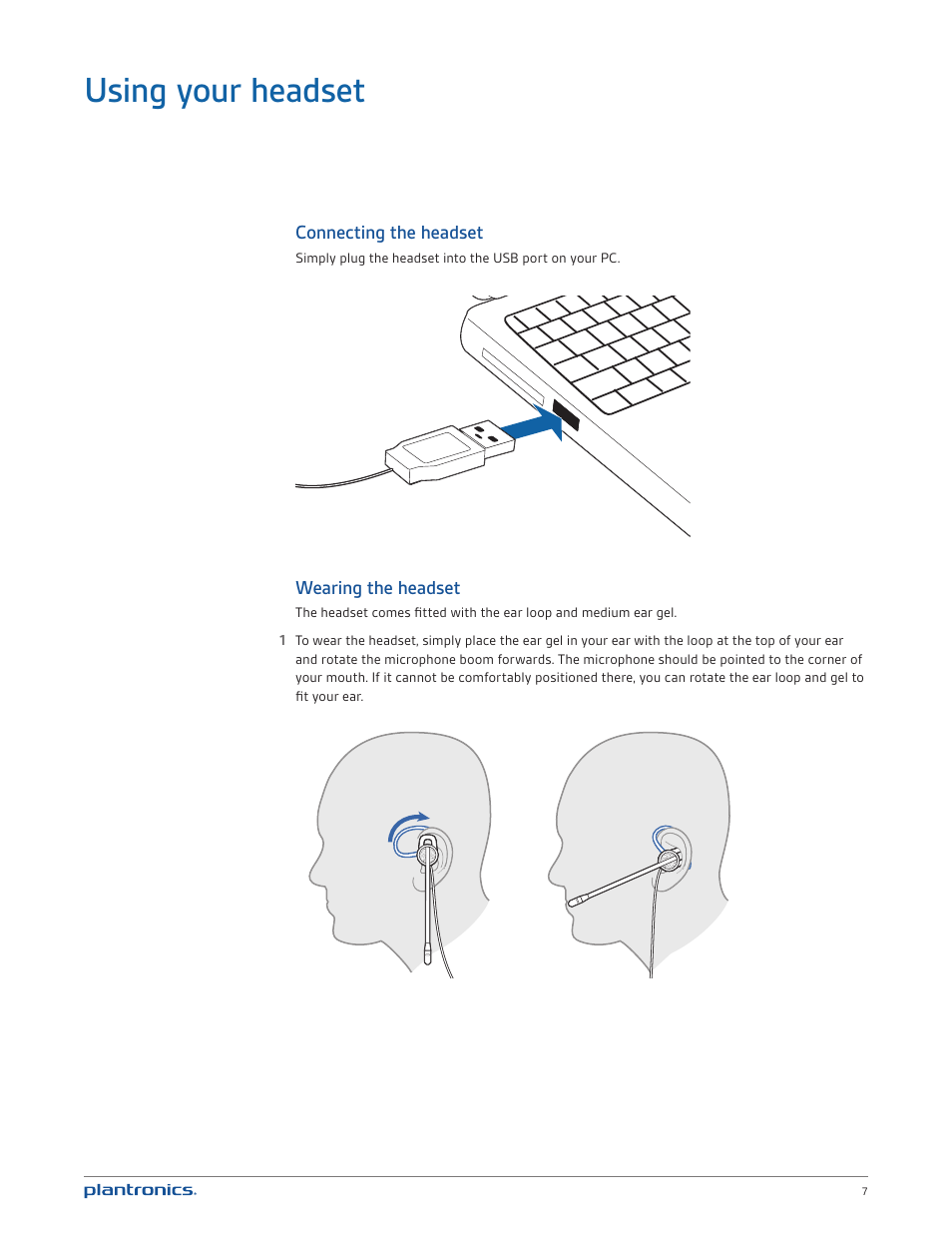 Using your headset | Plantronics Blackwire 435-M User Manual | Page 7 / 14