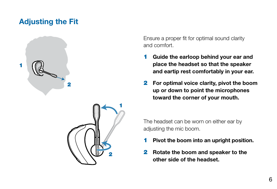 Adjusting the fit | Plantronics Voyager PRO User Manual | Page 10 / 19