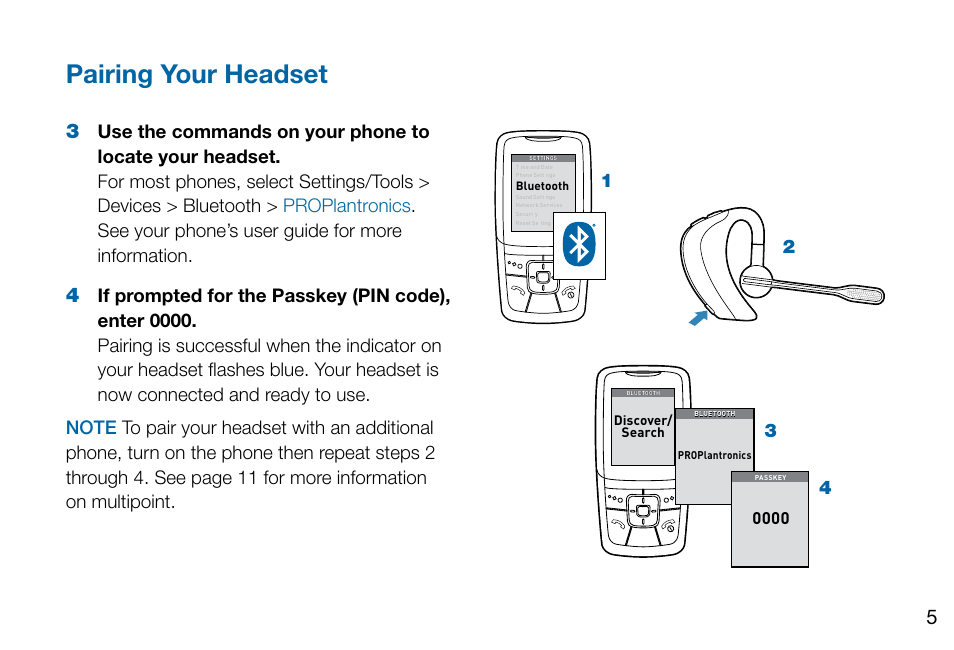 Pairing your headset | Plantronics Voyager PRO User Manual | Page 9 / 19