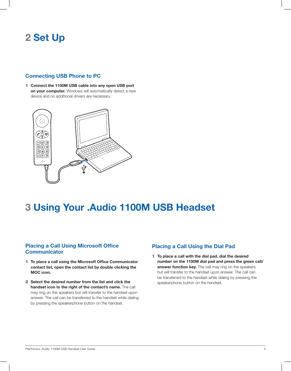 2set up | Plantronics Audio 1100M User Manual | Page 5 / 8