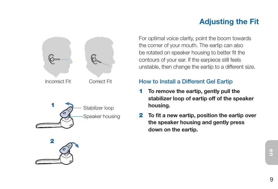 Adjusting the fit | Plantronics Discovery 975 User Manual | Page 13 / 21