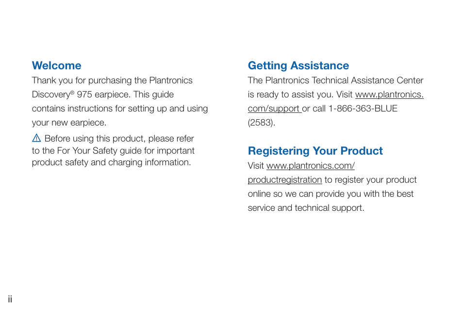 Plantronics Discovery 975 User Manual | Page 2 / 21