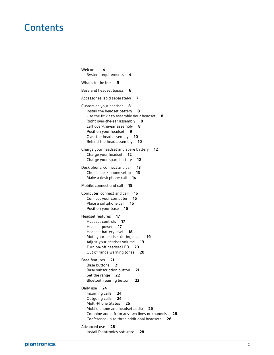 Plantronics Savi W745 User Manual | Page 2 / 38