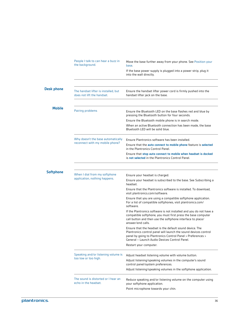 Desk phone, Mobile, Softphone | Plantronics Savi W745 User Manual | Page 36 / 38