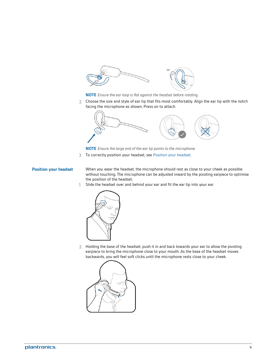 Position your headset | Plantronics Savi W745 User Manual | Page 9 / 38