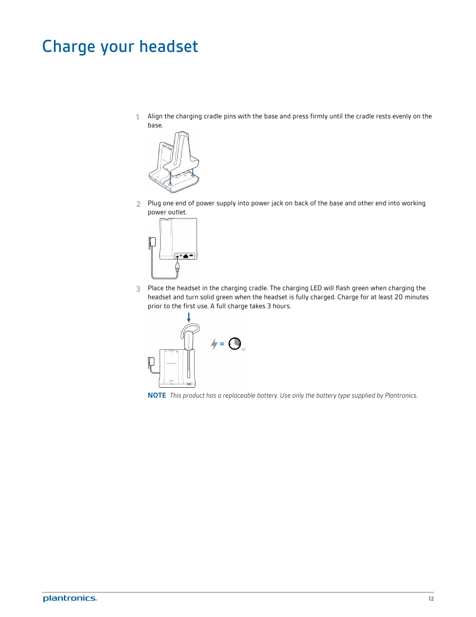 Charge your headset | Plantronics Savi W740-M User Manual | Page 12 / 38