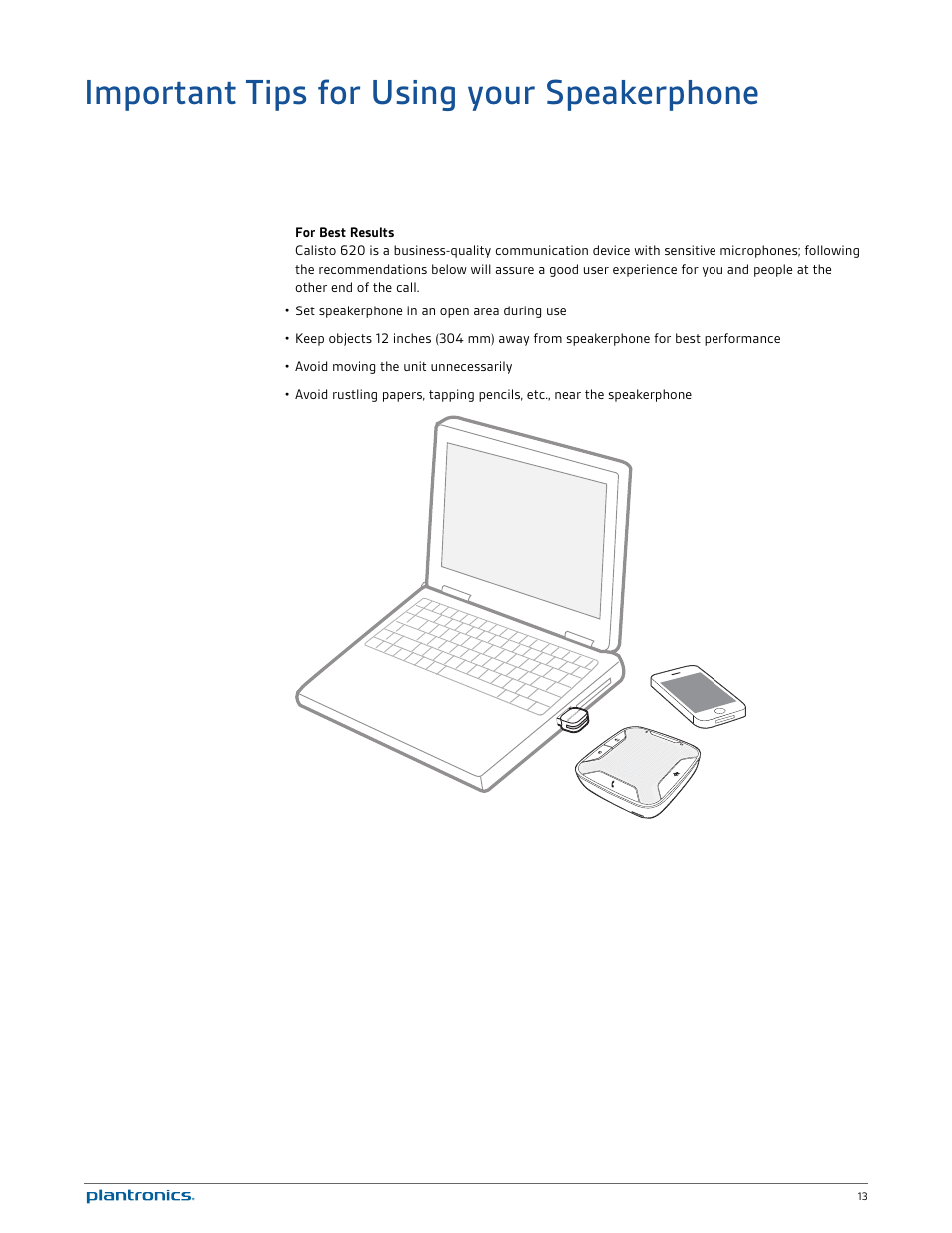 Important tips for using your speakerphone | Plantronics Calisto 620 User Manual | Page 13 / 18