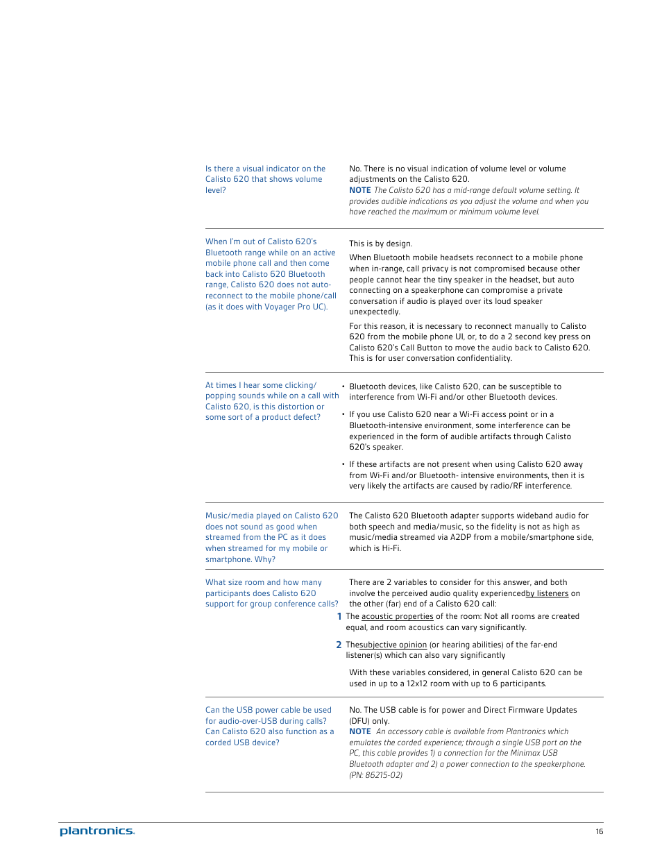 Plantronics Calisto 620 User Manual | Page 16 / 18