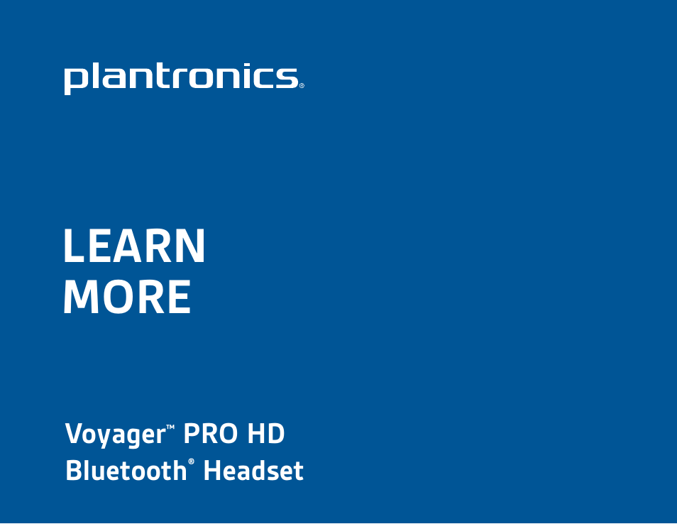 Plantronics Voyager PRO HD User Manual | 11 pages