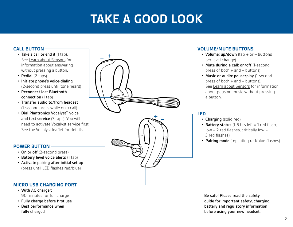 Take a good look | Plantronics Voyager PRO HD User Manual | Page 2 / 11