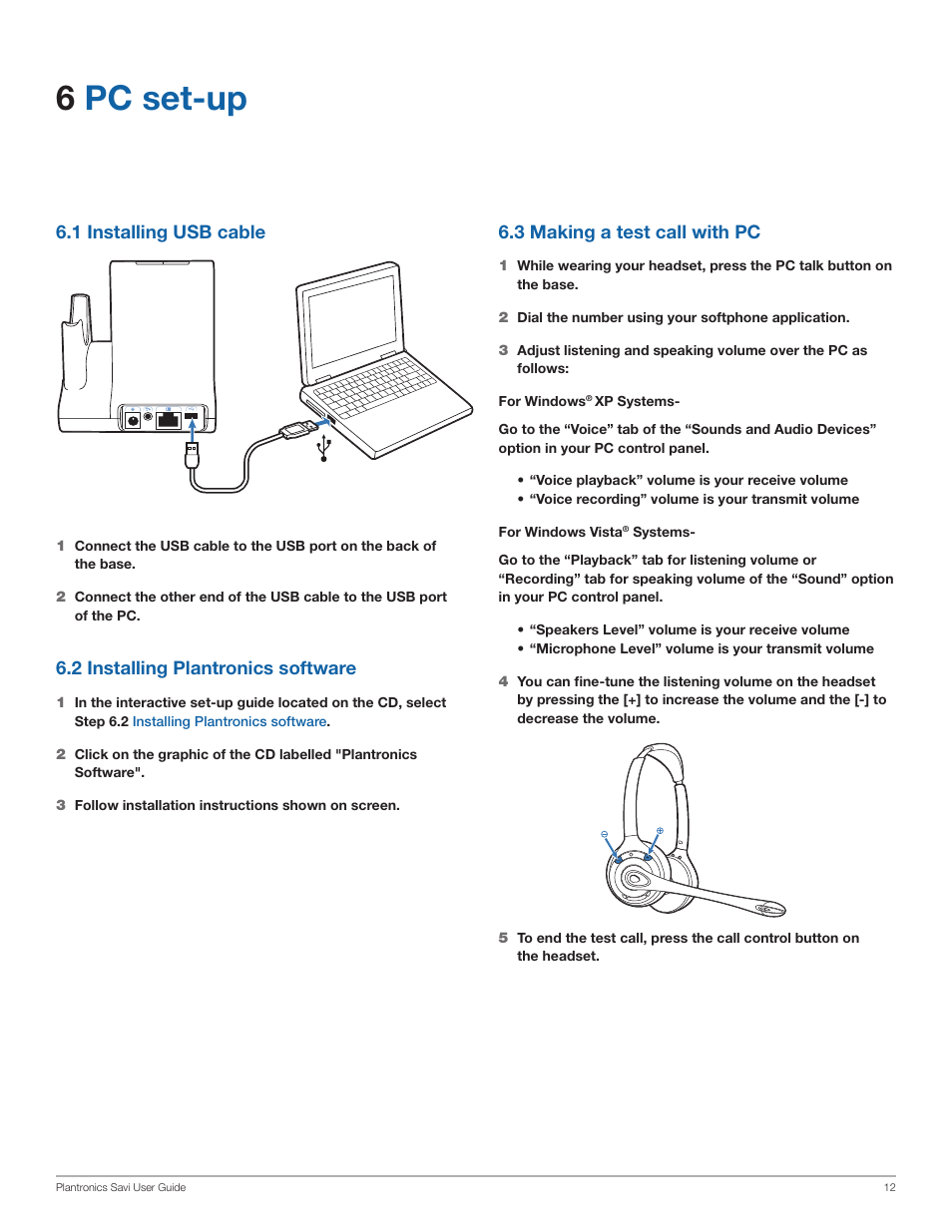 6pc set-up | Plantronics Savi Office WO350 User Manual | Page 12 / 25