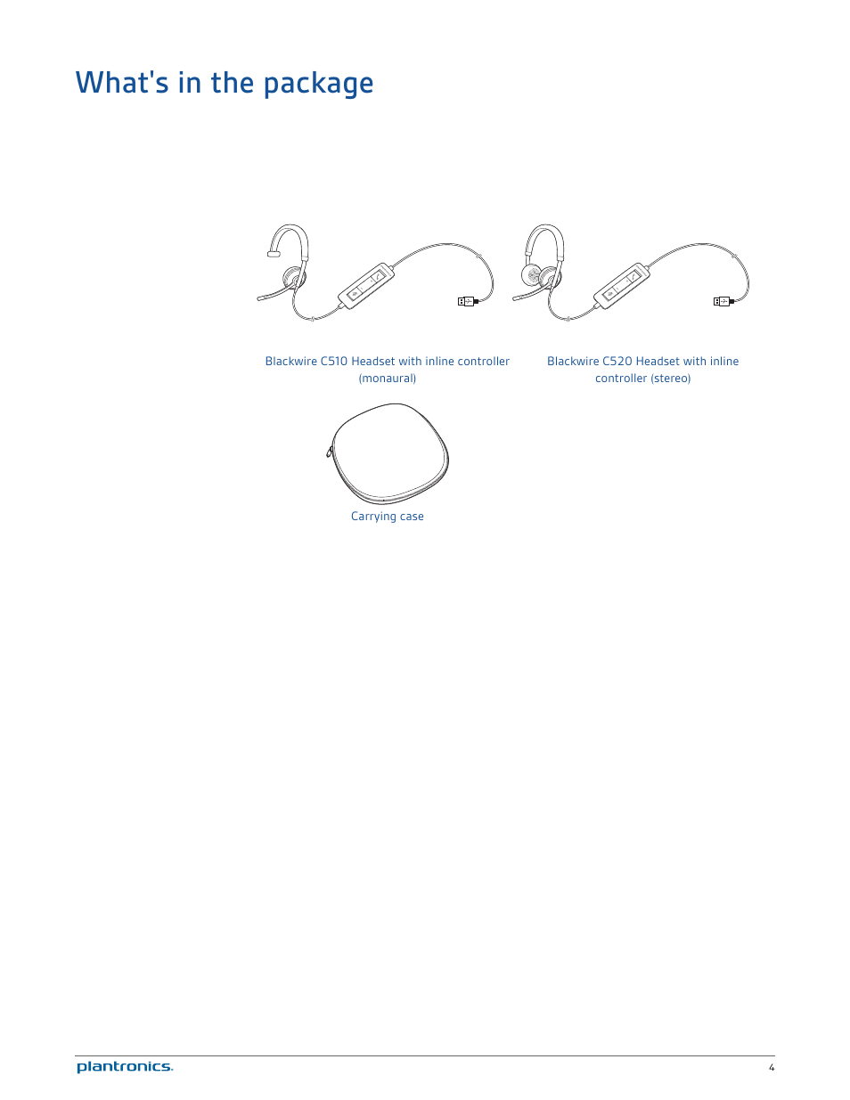 What's in the package | Plantronics Blackwire C520 User Manual | Page 4 / 14
