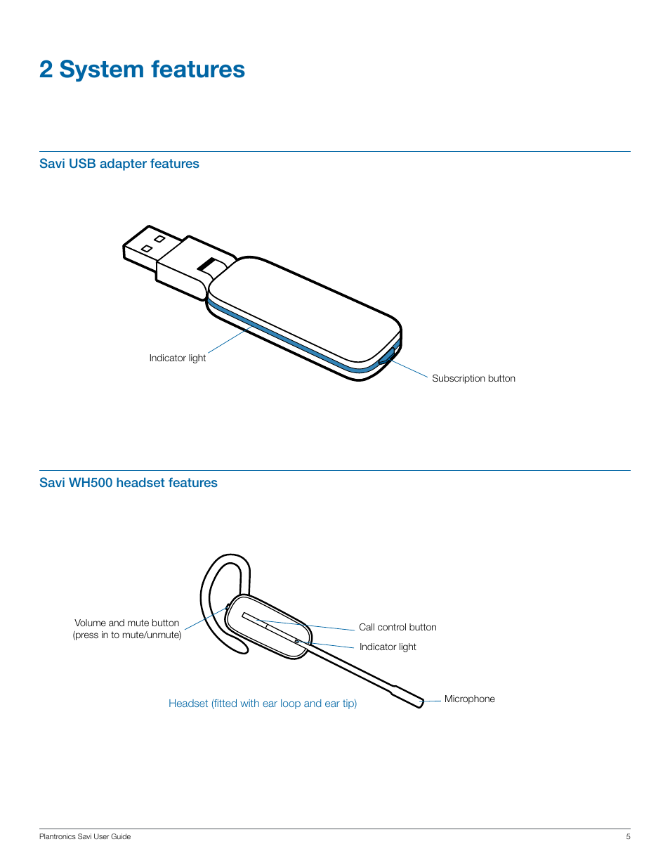 2 system features | Plantronics Savi W440 User Manual | Page 5 / 22