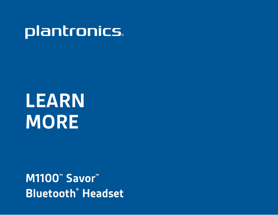 Plantronics Savor M1100 User Manual | 12 pages