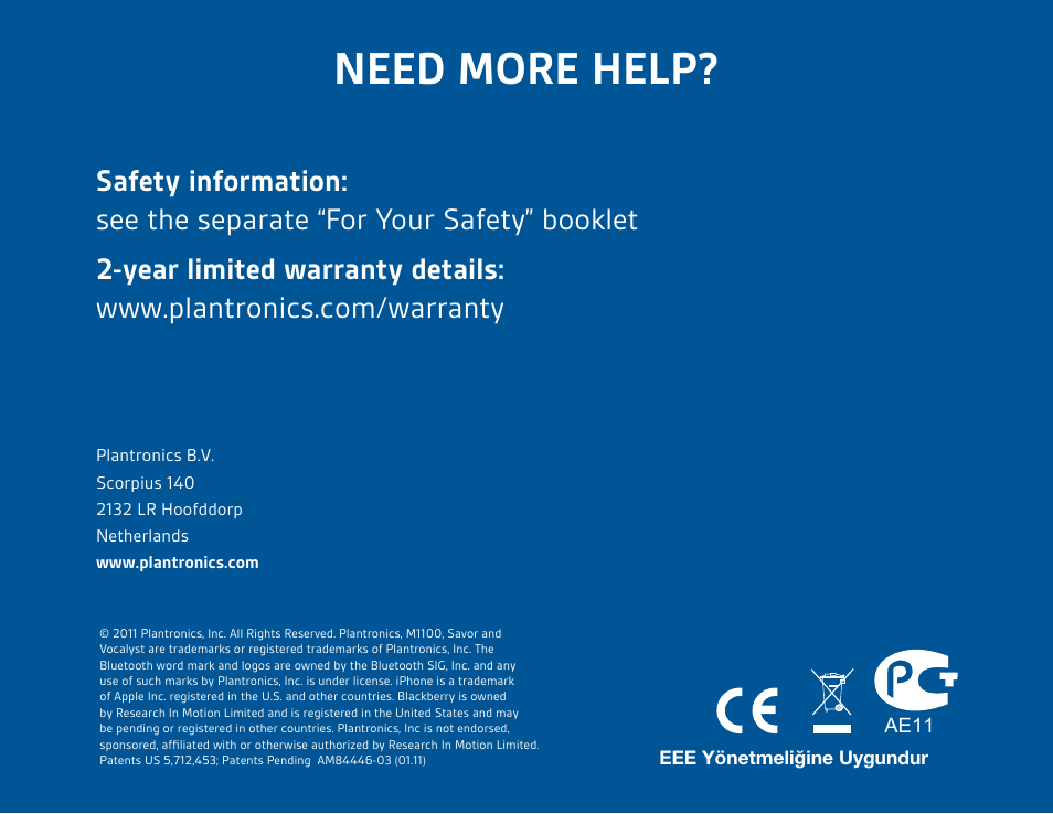 Need more help | Plantronics Savor M1100 User Manual | Page 12 / 12