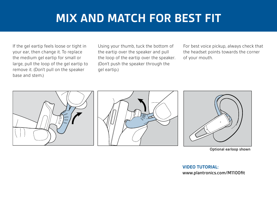 Mix and match for best fit | Plantronics Savor M1100 User Manual | Page 5 / 12
