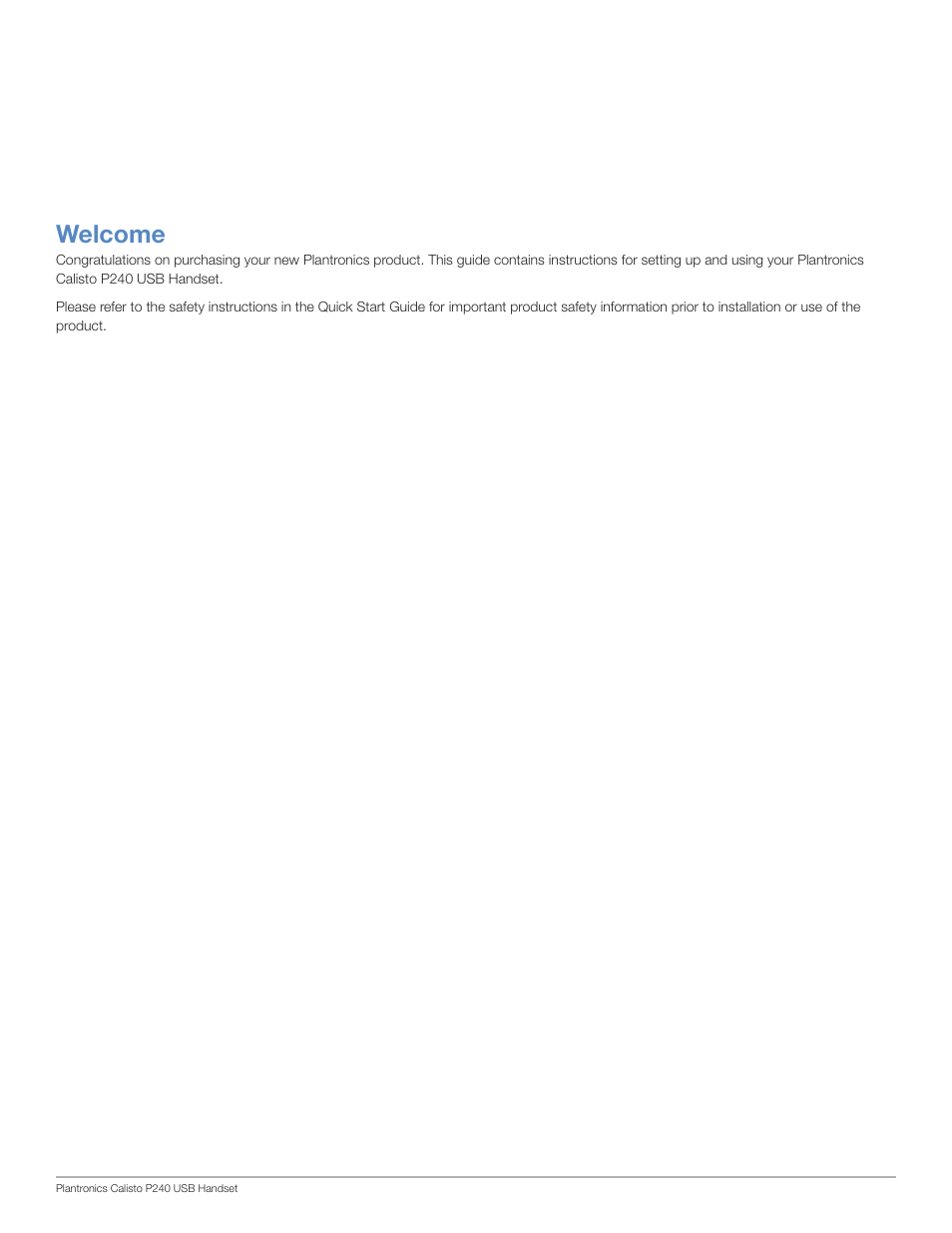 Welcome | Plantronics Calisto 240 User Manual | Page 2 / 9