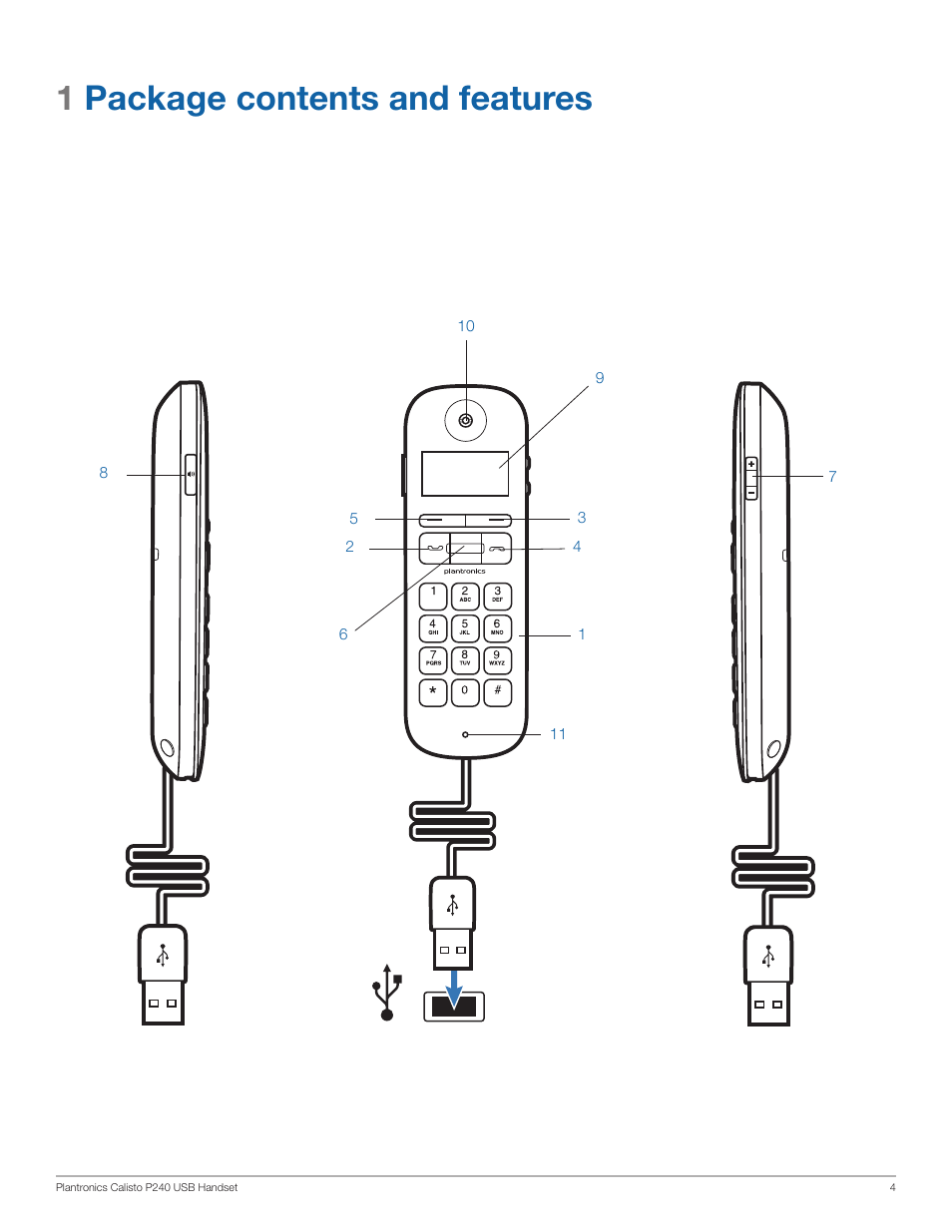 1package contents and features | Plantronics Calisto 240 User Manual | Page 4 / 9
