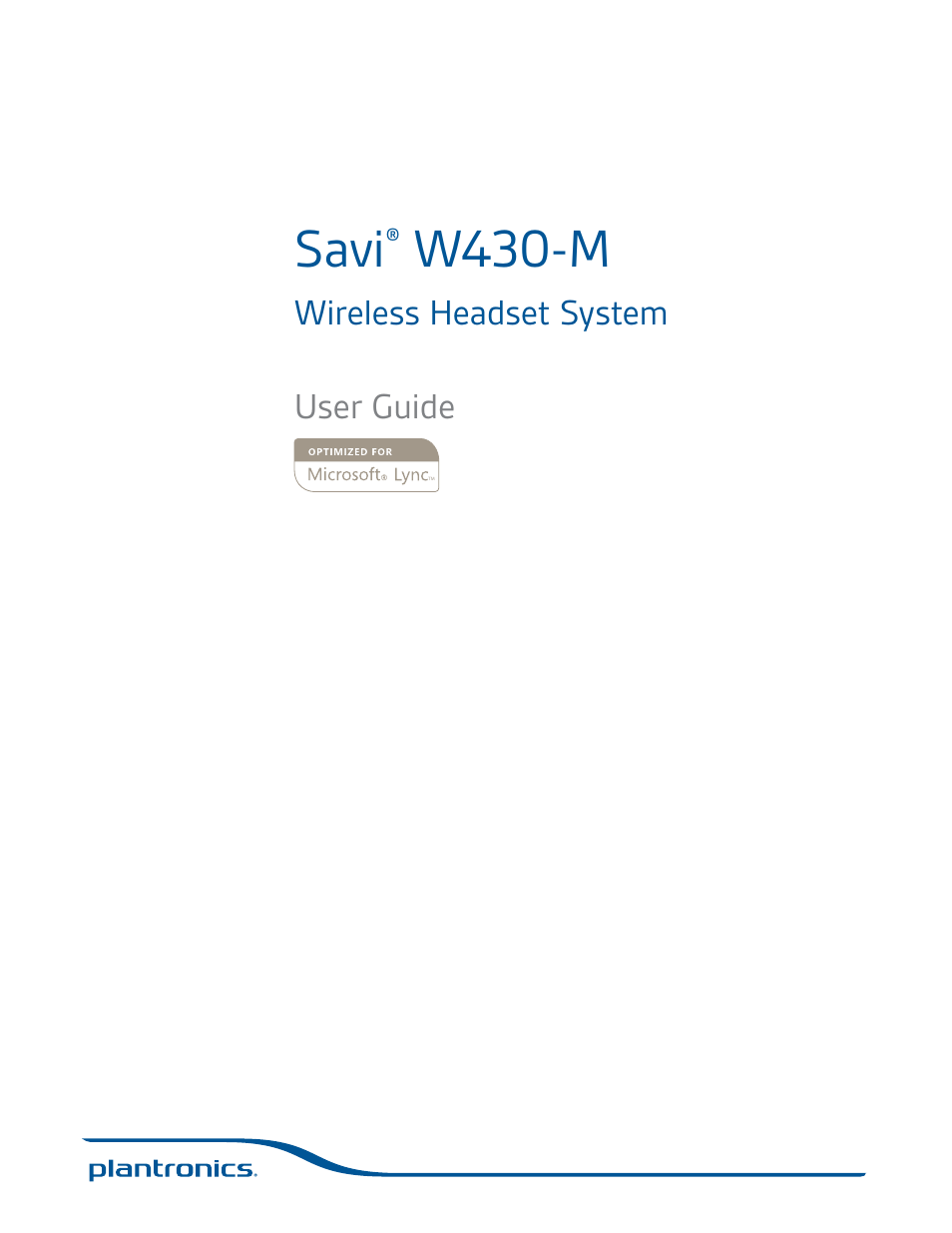 Plantronics Savi W430-M User Manual | 19 pages