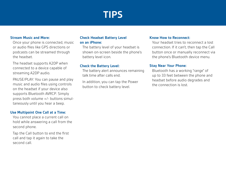 Tips | Plantronics Voyager PRO User Manual | Page 8 / 10