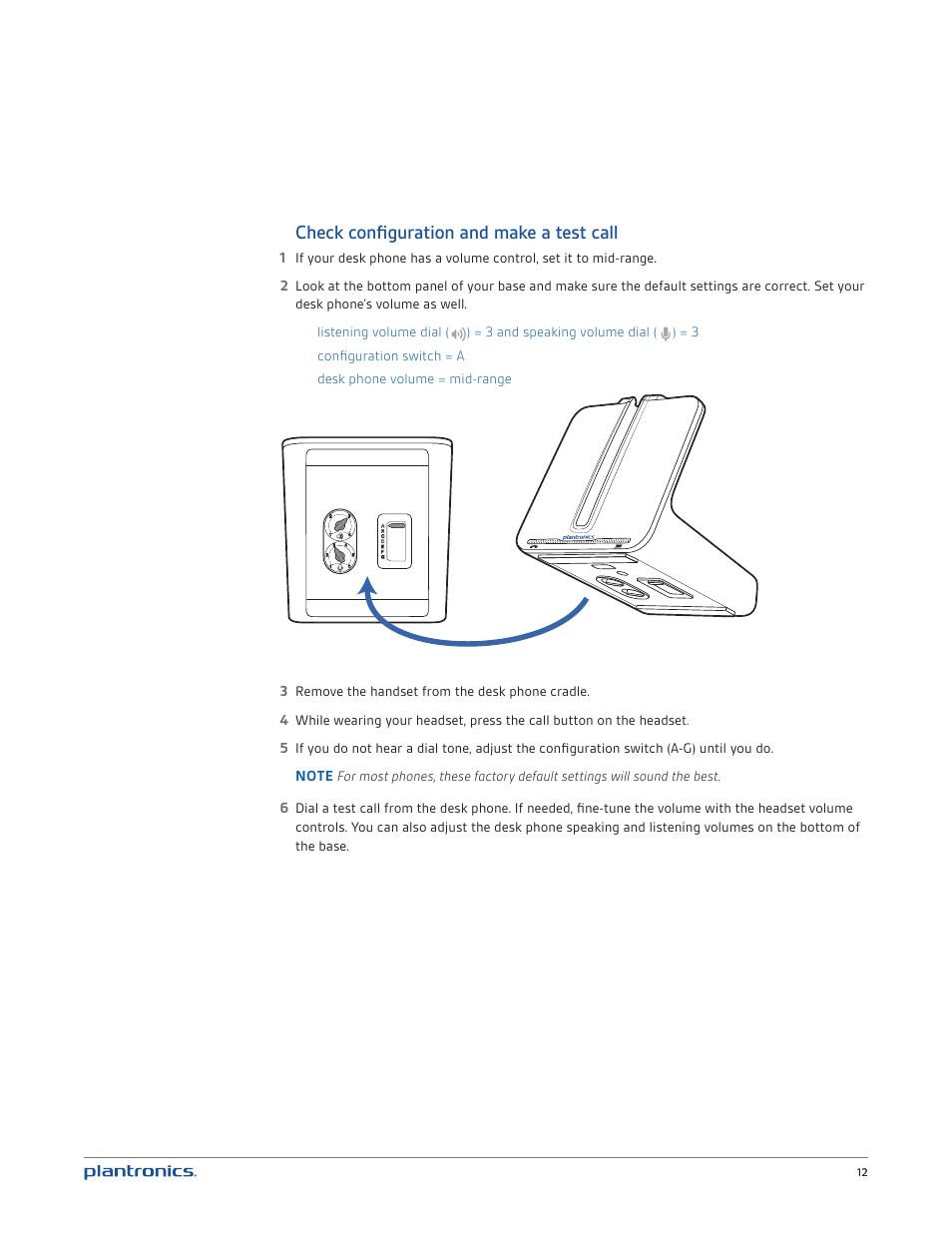 Check configuration and make a test call | Plantronics CS540 User Manual | Page 12 / 24