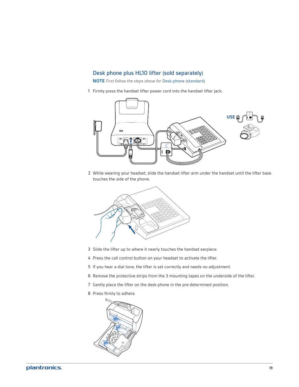 Desk phone plus hl10 lifter (sold separately) | Plantronics CS540 User Manual | Page 13 / 24