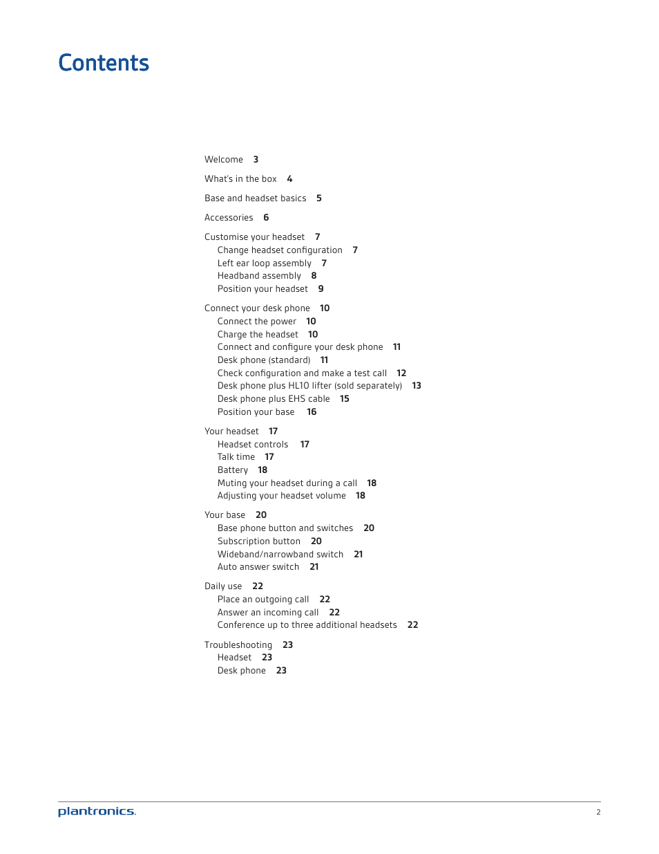 Plantronics CS540 User Manual | Page 2 / 24