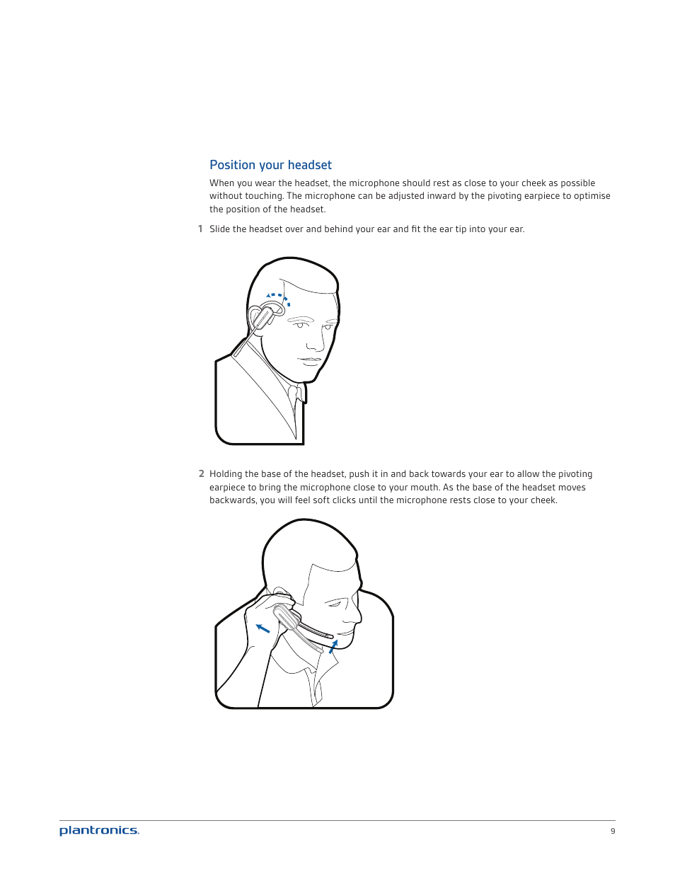 Position your headset | Plantronics CS540 User Manual | Page 9 / 24
